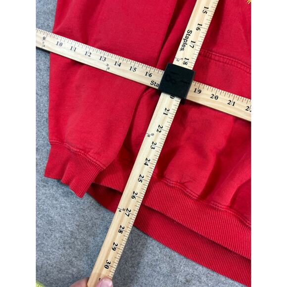 Vintage USA Cup Hoodie Mens Large Red Heavyweight Preshrunk Pullover Sweatshirt - Picture 2 of 4